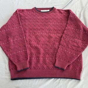 Vintage Andhurst Sweater Mens Large Red 3D Knit Striped Crewneck USA Made Cosby